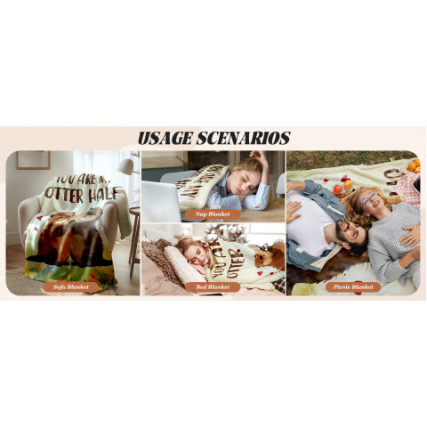 Gifts of Anniversary Blankets for Both Men And Women, Featuring a Cozy Flannel Design with a Charming Otter, Measuring 50X60. Perfect for Birthdays, Christmas, Valentine'S Day, Or Weddings, This Couple'S Blanket Is an Ideal Present for a Wife
