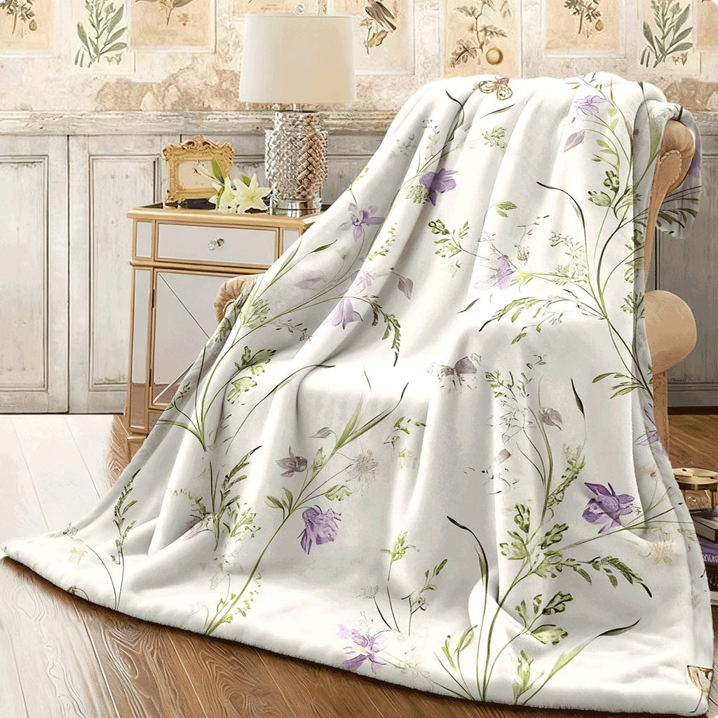 1pc Cozy Floral And Vine Printed Fleece Blanket Soft Warm And Versatile for Use on Sofas S Cars Offices Camping And Travel The Perfect Gift for All Seasons