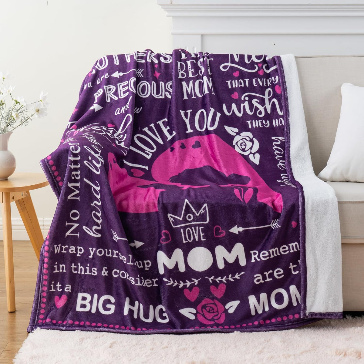 Battilo'S Incredibly Soft And Cozy Blanket for Mothers, a Distinctive Birthday Gift From, Perfect for Mother'S Day, Birthdays, And Christmas. This Flannel Throw Measures 50X60 And Comes in Purple, Ideal for Use on Beds Or Couches