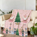 1pc of Christmas-themed Flannel Blanket with Pink and Golden Snowflake Pattern, Soft, Comfortable, and Warm. Pink Design, All-season Sofa Throw, Warm Cover Blanket, Available in Multiple Sizes. Suitable for Living Room Sofas, Bedroom