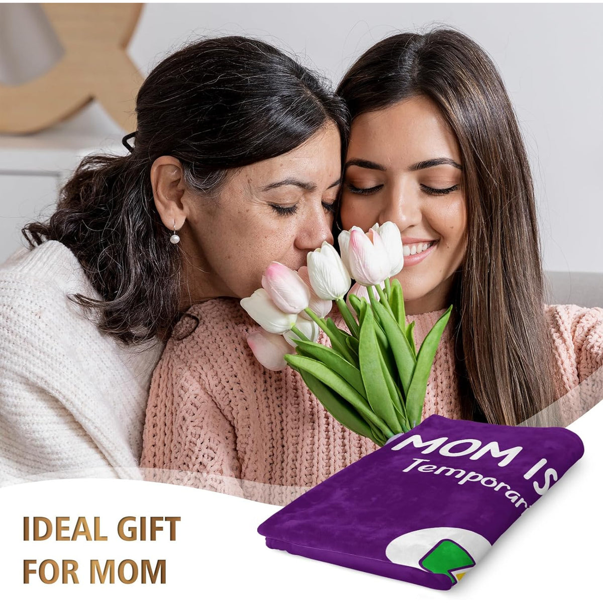 Craftique Offers Christmas And Birthday Presents for Mothers, Featuring a Cozy Blanket Adorned with a Humorous Design. This Practical Throw Is Perfect for Napping Or Traveling, Measuring 60 by 50 Inches