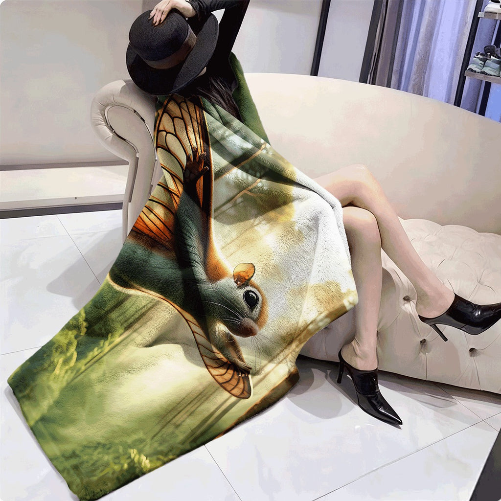 1pc Enchanted Forest Gliding Squirrel Ultra-Soft Flannel Blanket Nature Adventure Home Decor Throw for Sofa And