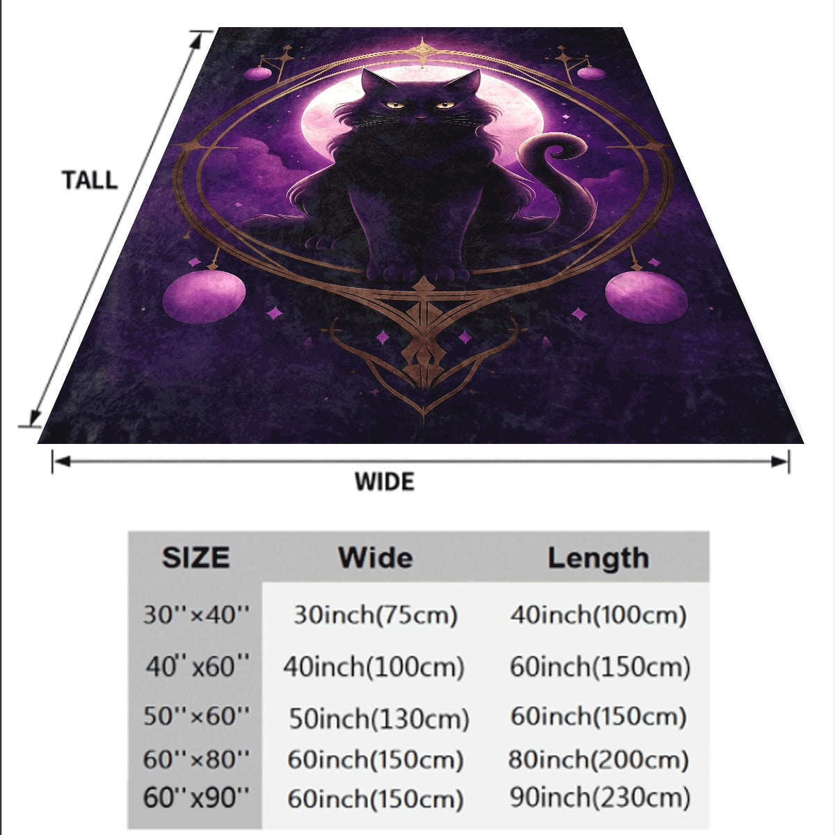 1pc Purple Mysterious Cat Blanket for Home- Lightweight Flannel Throw for Sofa Travel Camping Livingroom Office Couch Chair And Digital Printing Fleece Blanket with Soft And War