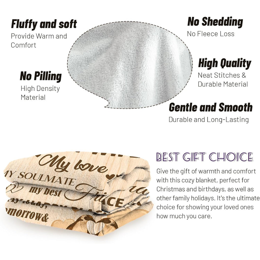 Gifts for Wife from Husband, Gifts for Her Blanket, Wife Birthday Gift Ideas, to My Wife's Throw Wifey Gift, Anniversary Christmas Blanket for Women