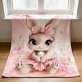 1pc 2D Flat Printing, Cute Rabbit And Flower Blanket, Soft Fleece Blanket - Pink Sweet Design, Multi-Size Available, Suitable for Living Room, Bedroom, Sofa, And Casual Use