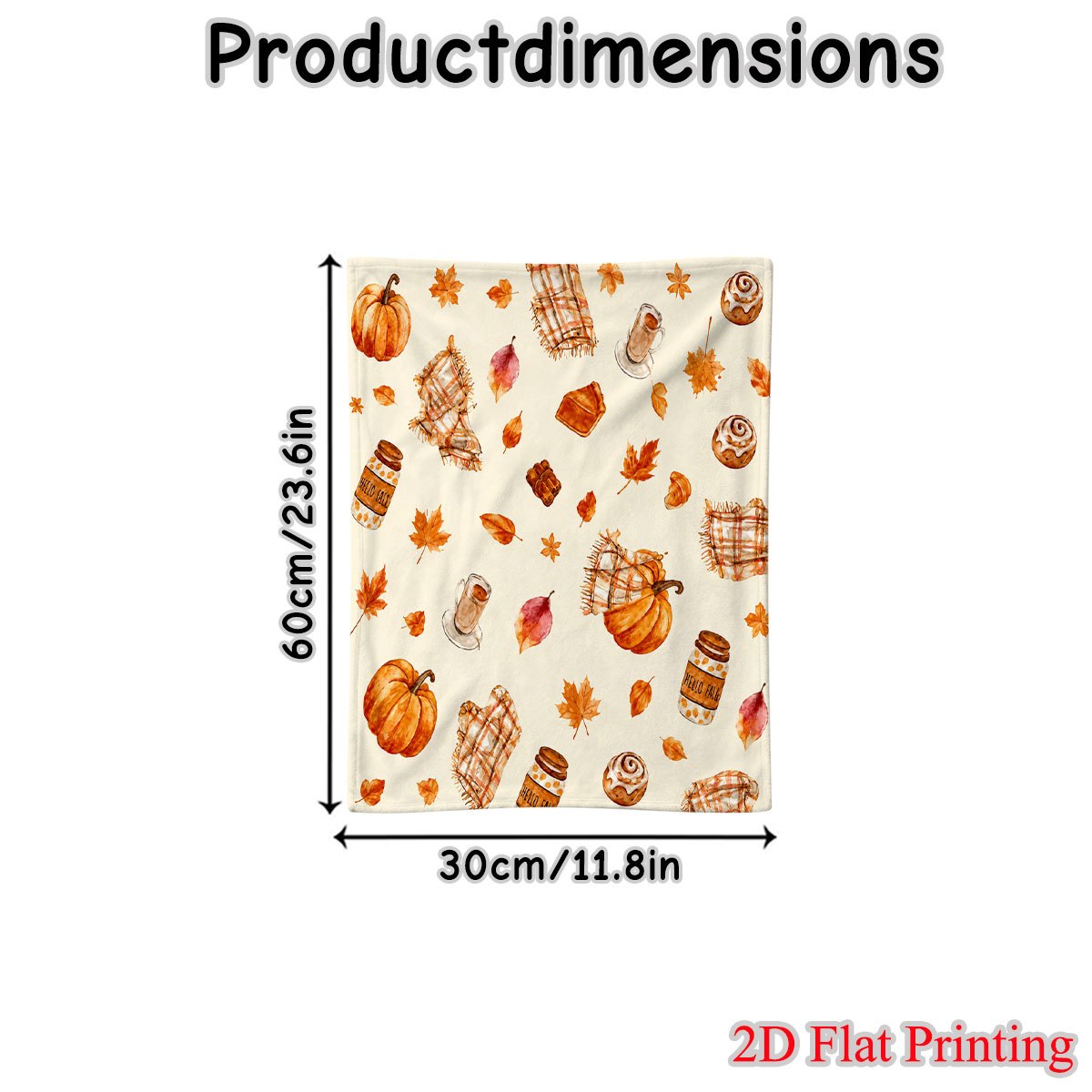 1pc Watercolor Autumn Pumpkin Maple Leaf Dessert Outdoor Blanket, Ideal Warm Throw Blanket, Family Gift, Birthday Gift, Halloween Gift, Christmas Gift, Thanksgiving Gift,  Gift, Can Be Given as a Gift Blanket to Best Friends, Outdoor Blanket