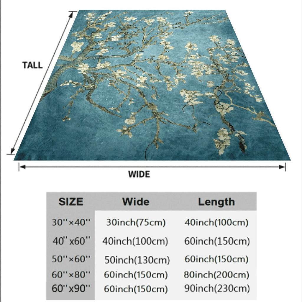 1pc Almond Blossom Floral Fleece Blanket Soft Warm All-Season Multi-Use for Home, Office, Camping Machine Washable Contemporary Quilted Throw Gift