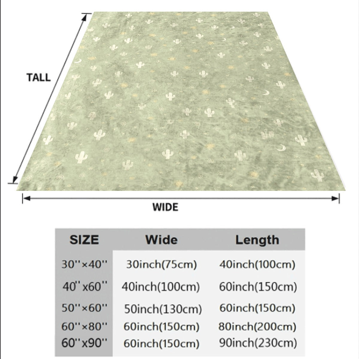 1pc Light Green Flannel Throw Blanket with Cactus Sun Moon Pattern, Soft Cozy Fleece for Sofa Bed, All-Season Warm Home Decor