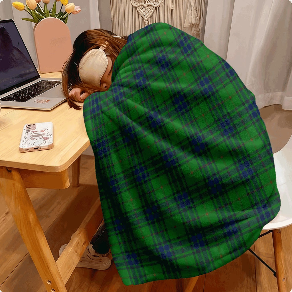 1pc Rustic Green Plaid Flannel Throw Blanket Soft Sofa Cover All-Season Allergen-Free Machine Washable Digital Print Polyester 200-250g Square Kilogram Multi-Purpose Home Ding