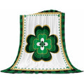 Flannel Blanket | St. Patrick'S Day Green Clovers Black Plaid Thin Soft Warm Cozy Throw for Home Sofa Travel Camping Couch Picnic Lucky Shamrock Farm Leaf 40x50in