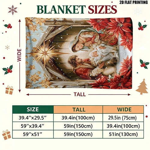 (2D Plane) 1pc Christmas Nativity Scene Blanket, Warm, Suitable for Sofa And Office Use, Ideal Christmas Gift for Friends And Family