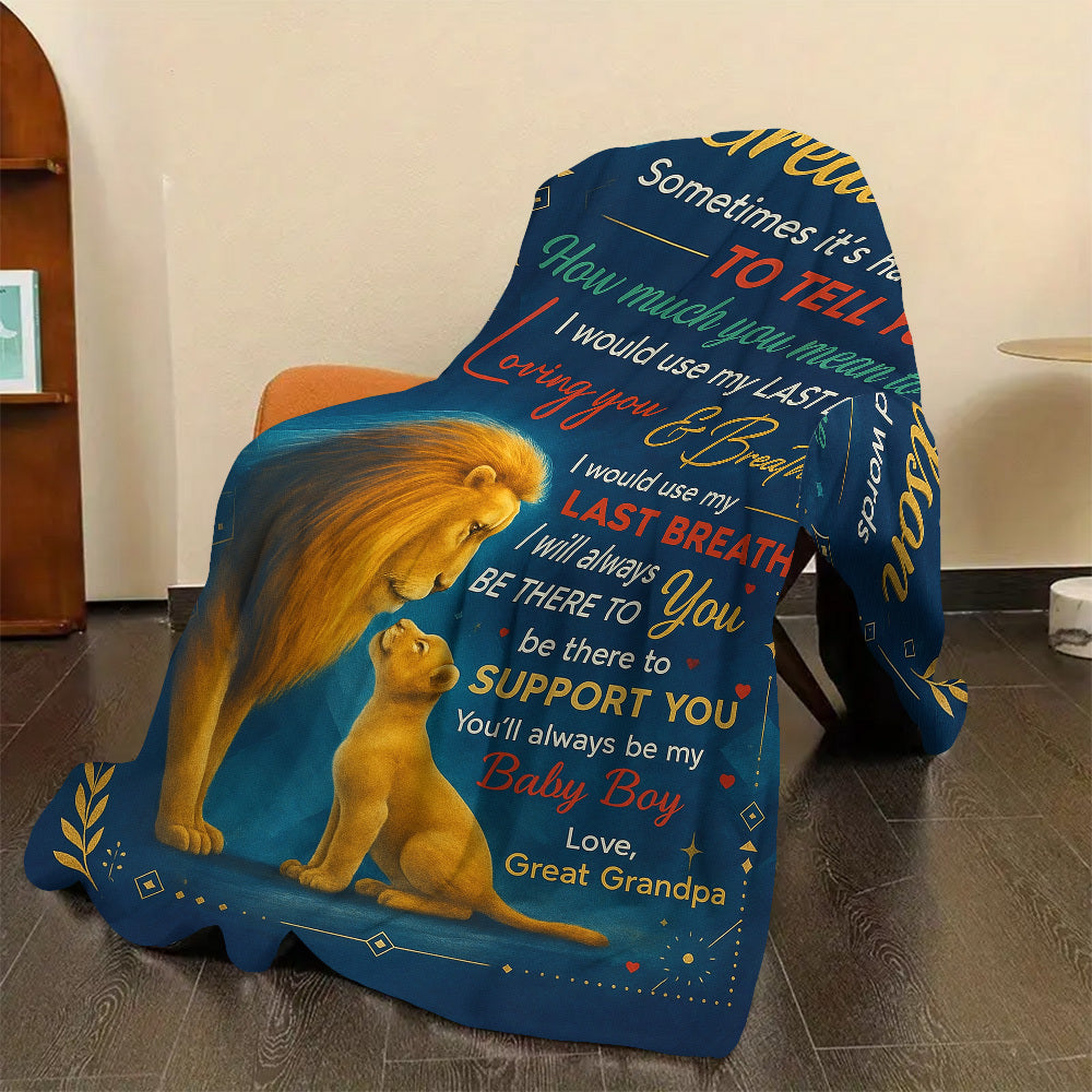 A Heartfelt Blanket Featuring Messages from His Great-Grandfather, Perfect for Birthdays, Holidays, Or Any Special Event to Convey Love And Support