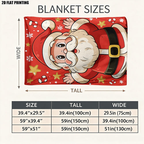 (2D Flat) 1pc Santa Claus Happy Blanket - Comfortable, Light and Easy to Take Care Of, Perfect for Sofas, Leisure Time and Road Trips, Ideal for Gifts and Home Decorations in All Seasons, 2D Flat