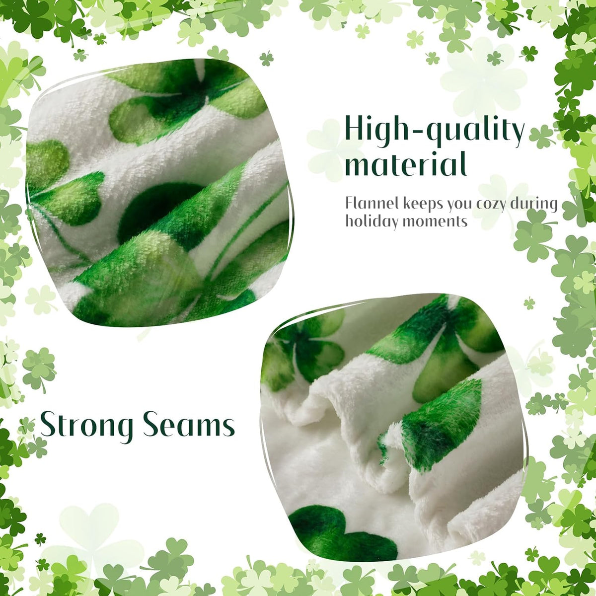 A Cozy And Soft 50X60 Throw Blanket Featuring Shamrocks, Perfect for St. Patrick'S Day. This Plush Flannel Blanket Is a Lovely Decorative Piece for Your Living Room, Couch, Or Bedroom, Making It an Ideal Romantic Gift for Your Mother, Wife
