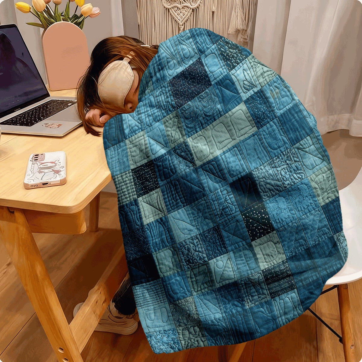 1pc Blue-Green Geometric 2D Printed Flannel Blanket Soft Warm All-Season Throw for Sofa Car Camping & Office Contemporary Style Machine Washable Cozy Home Decor Gift Blanket for