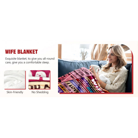 Gifts for Wife from Husbend- Anniversary Wedding Gifts for Women- Best Wife Birthday Gift Ideas- Christmas Mothers Valentines Day Romantic I Love You Gift for Her- to My Wife's Blanket 60x80