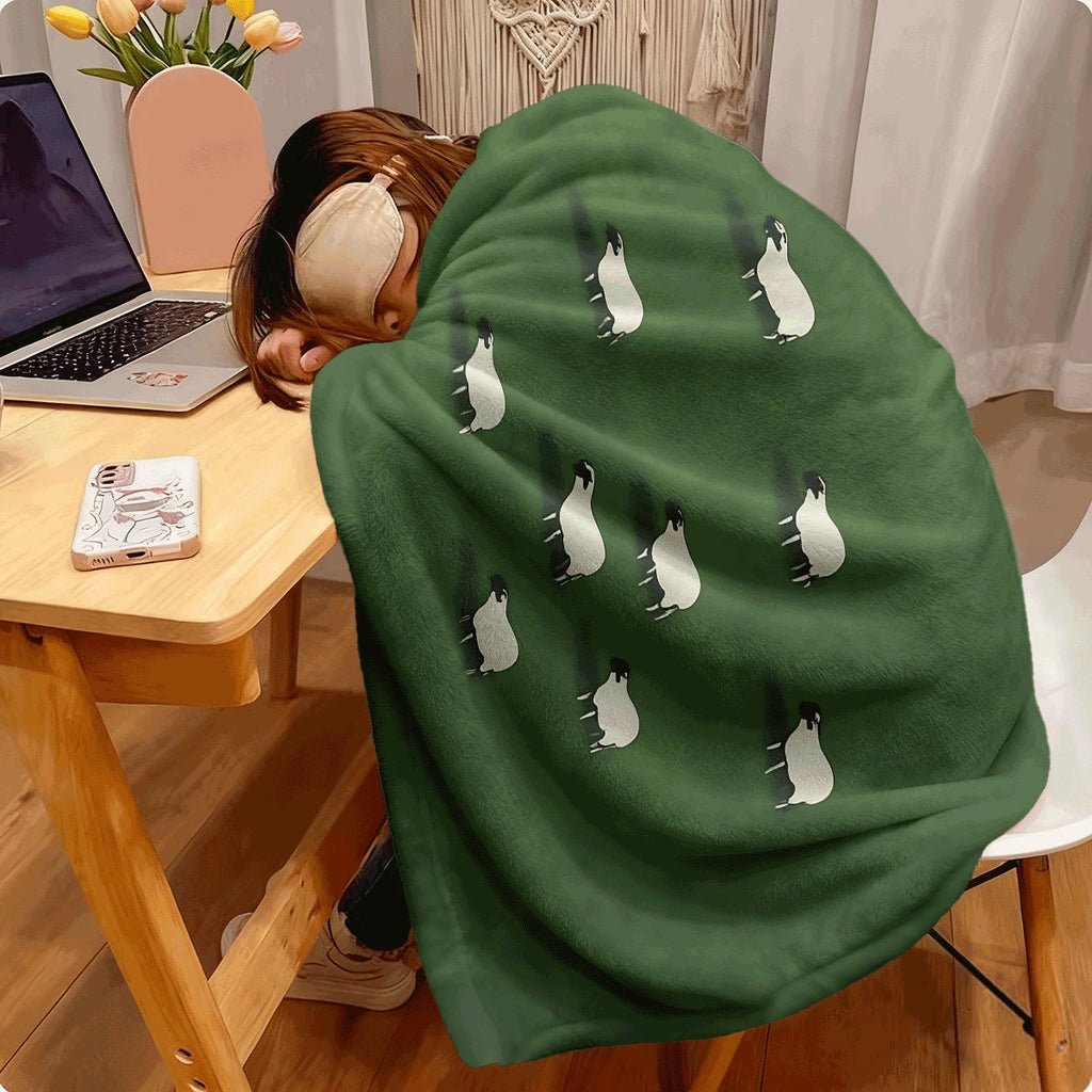 1pc Cute Flannel Throw Blanket Green Background with Adorable White Sheep Pattern Soft Warm Fabric for Sofa Cozy Home Decor