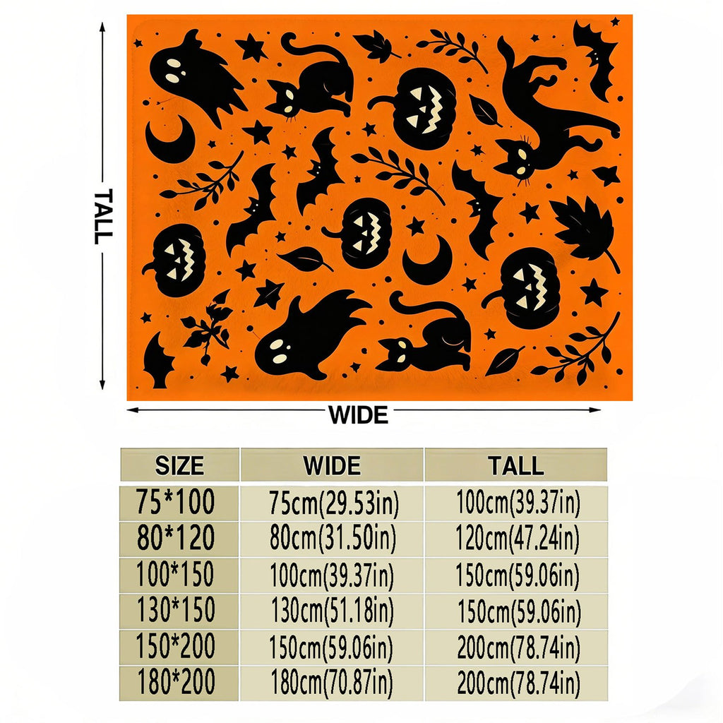 Halloween Fleece Blanket, Soft And Comfortable Throw, Pumpkin Cat Bat Pattern, Suitable for Office, Sofa, Living Room, Warm Decorative Item, Home Holiday Decor Gift