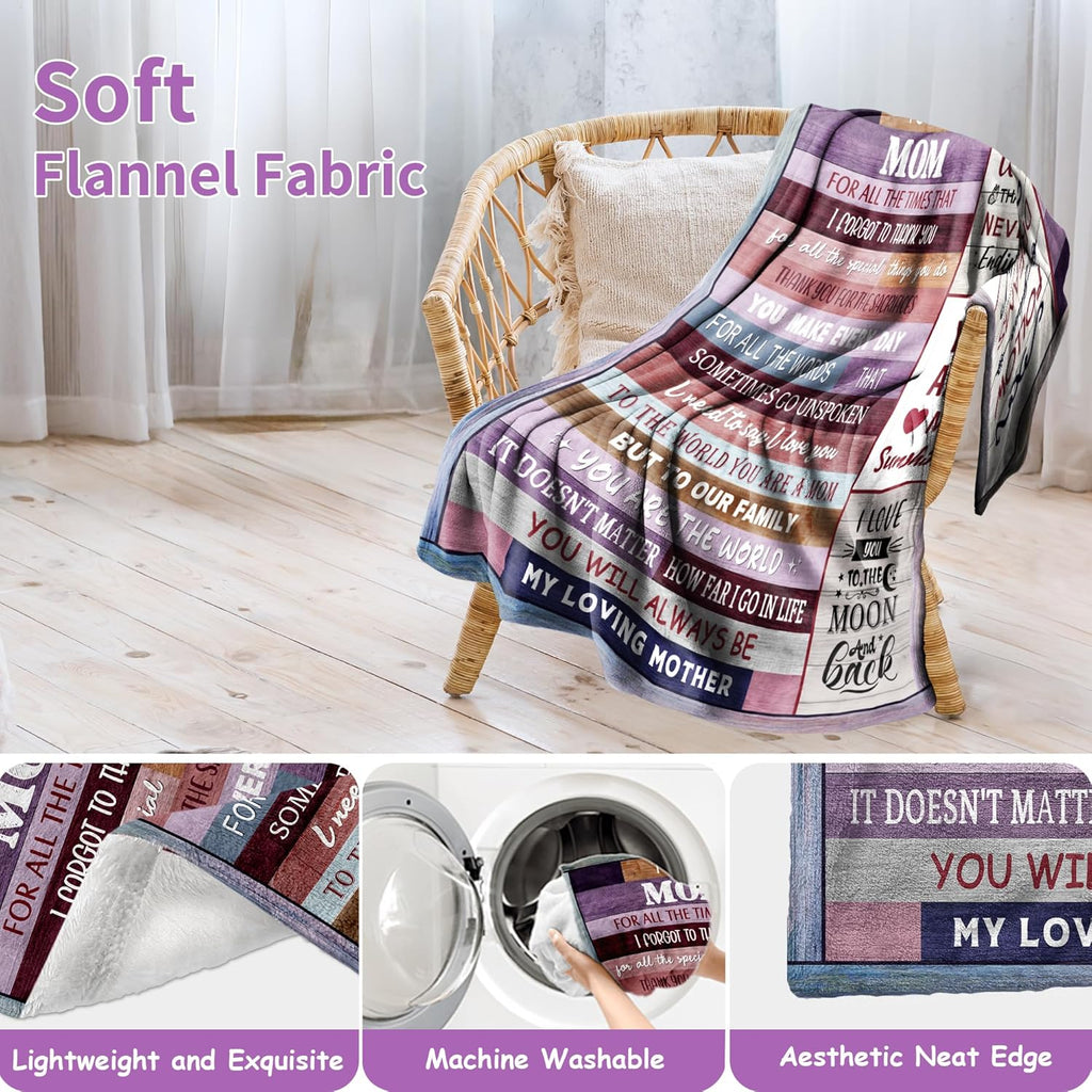 Gift for Mom, Mom Birthday Gifts, Mom Gift from Daughter Son, for Moms Birthday, Mom Gift for Christmas Mothers Day Throw Blanket 50x60, Gifts for Moms Who Have Everything