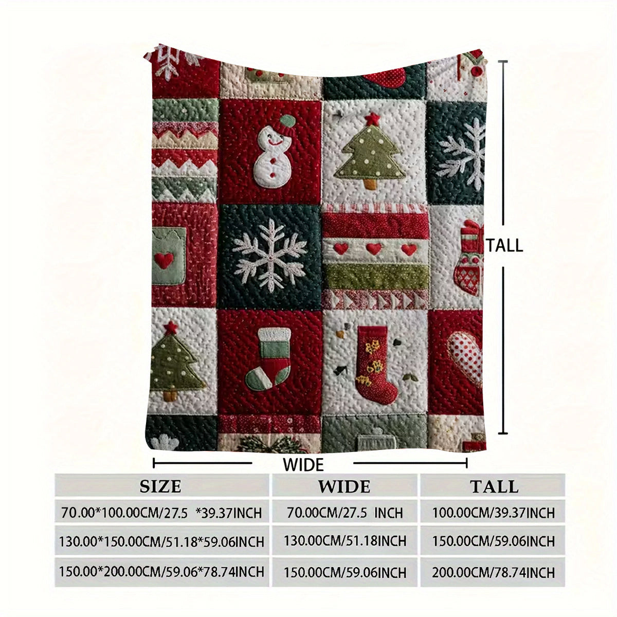 1 Christmas Checkered Blanket - Soft Flannel All-Season Comfort Cover, Red, Green, Brown, Golden