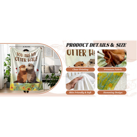 Gifts of Anniversary Blankets for Both Men And Women, Featuring a Cozy Flannel Design with a Charming Otter, Measuring 50X60. Perfect for Birthdays, Christmas, Valentine'S Day, Or Weddings, This Couple'S Blanket Is an Ideal Present for a Wife
