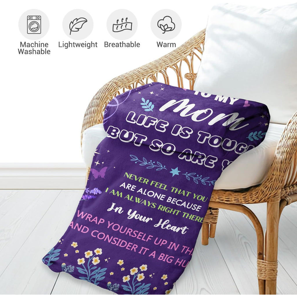 Levens Gifts for Mom Blanket 60 X 50 Soft Flannel Throw for Mother, Perfect Christmas Birthday Gift for Mom from Son Daughter, Cozy Blanket for Mother's Sofa or