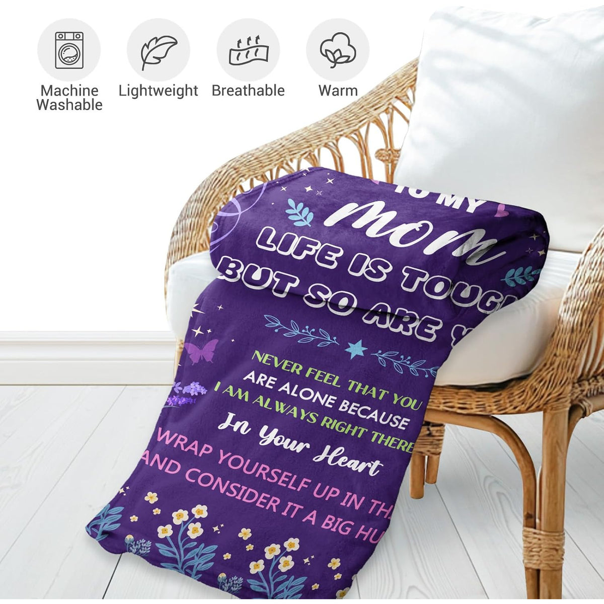 Levens Gifts for Mom Blanket 60 X 50 Soft Flannel Throw for Mother, Perfect Christmas Birthday Gift for Mom from Son Daughter, Cozy Blanket for Mother's Sofa or