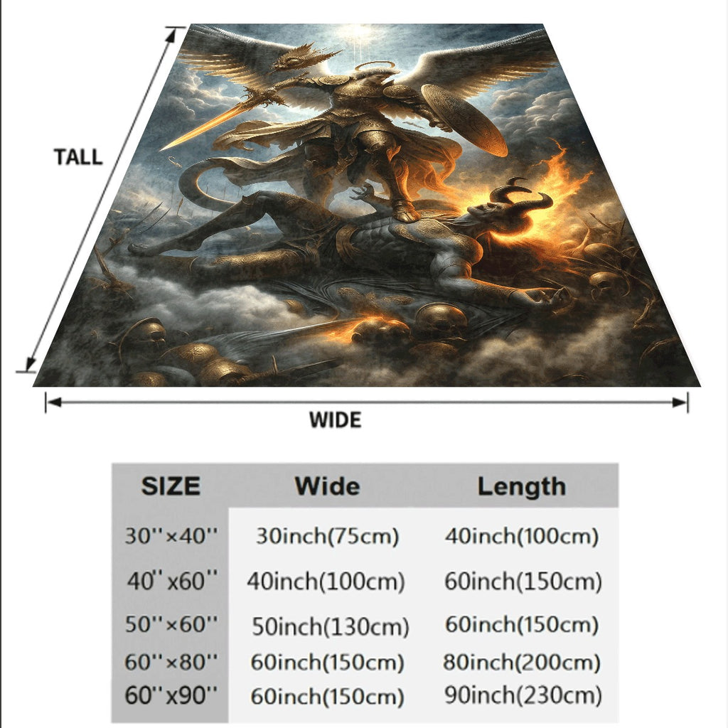 1pc Rustic Style Saint Angel Protection Throw Blanket Reversible, All-Season, Digital Printed Polyester Flannel, Non- Weave, Cartoon-Themed, No Embellishment Versatile Decorative and Warm Bl