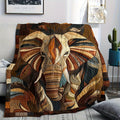 1pc Heavyweight Anti-Allergy Elephant Blanket - Soft Odorless Flannel Suitable for All Seasons, Modern Bohemian Room Decor with Elephant Head Design (Brown/Beige/Black/Orange/Blue-Green/White/Grey/Red) - Elephant-Themed Gift