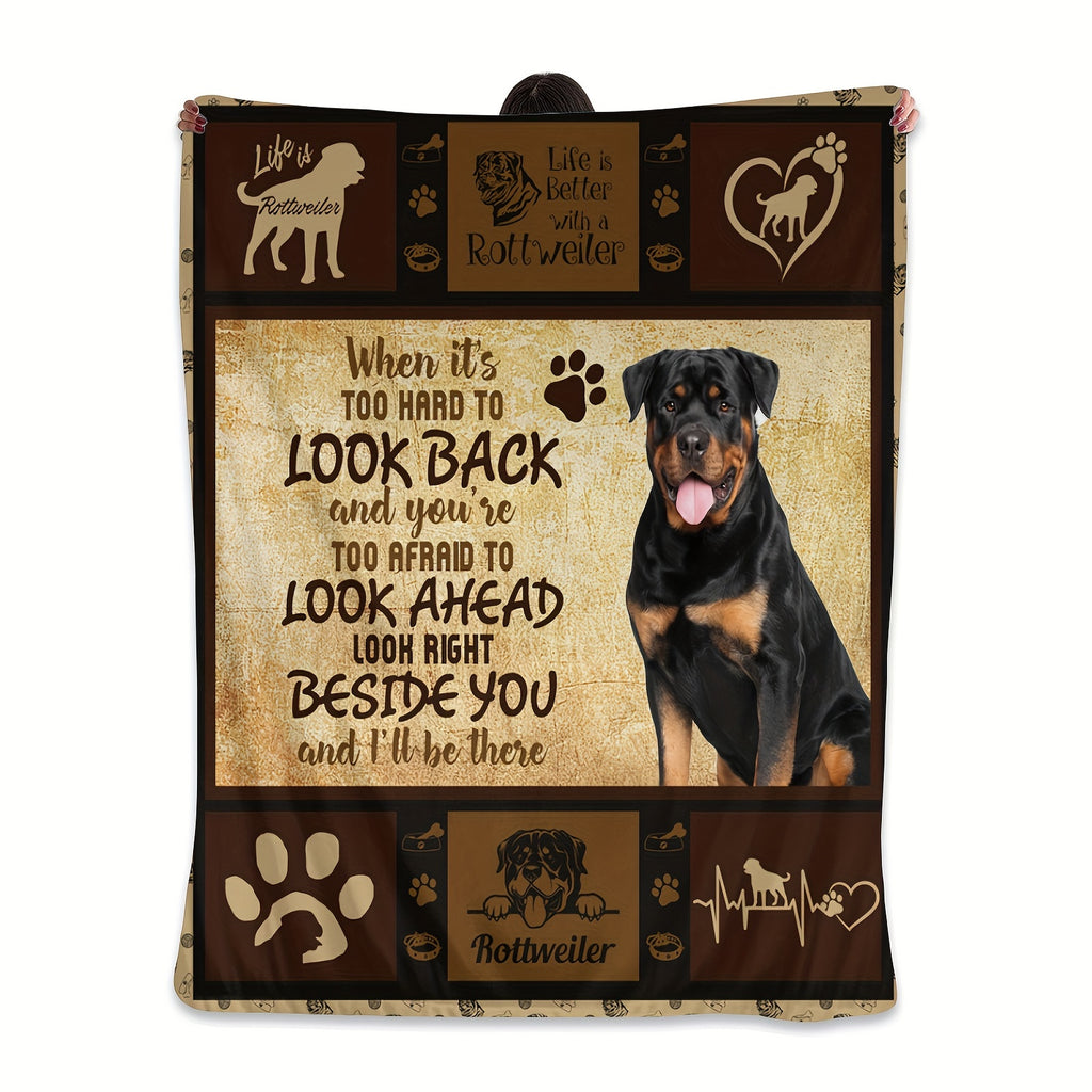 1pc German Shepherd Print Flannel Blanket for Adults - Soft Warm All-Season Throw with Multi-Color Vintage Dog Collar & Tag Design, Hand Wash Only, Perfect for Couch, Sofa, Bed, Office, Camping, Travel - Ideal Gift for Dog Lovers, Dog Blanket, Dogthemed D