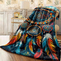1pc Colorful Dreamcatcher Design Flannel Blanket Soft Lightweight Throw with Vibrant Feather Pattern, All-Season Comfort for Sofa, Office, Travel Machine Washable, Multiple Sizes Available, Offic