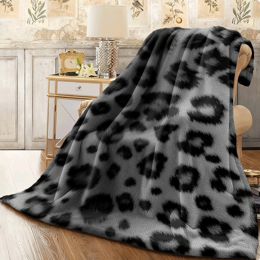 1pc a Black And White Spotted Leopard Print Throw, Ideal for Napping at The Office, a Comfortable Blanket for Home, And a Wonderful Present for Loved Ones
