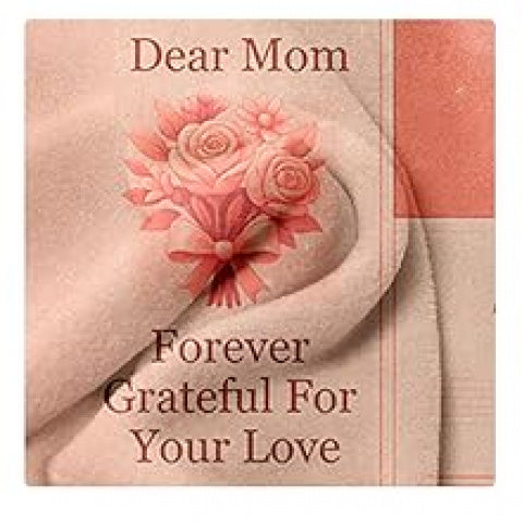 Mom Blanket Gifts- Cozy Flannel Throw Blanket 60x50 for Birthday Gifts, Thoughtful Gifts from Daughter or Son, Warm Hug Blanket with Sweet Message for Best Mom Ever