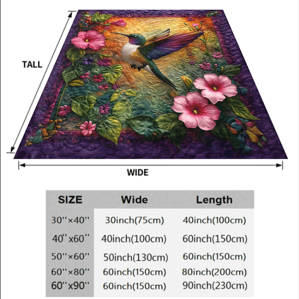 1pc Bohemian Style Colorful Hummingbird And Floral Print Flannel Blanket Soft Warm All-Season Throw for Sofa Office And Travel Vibrant Mixed Colors Machine Washable Perfect Gift for