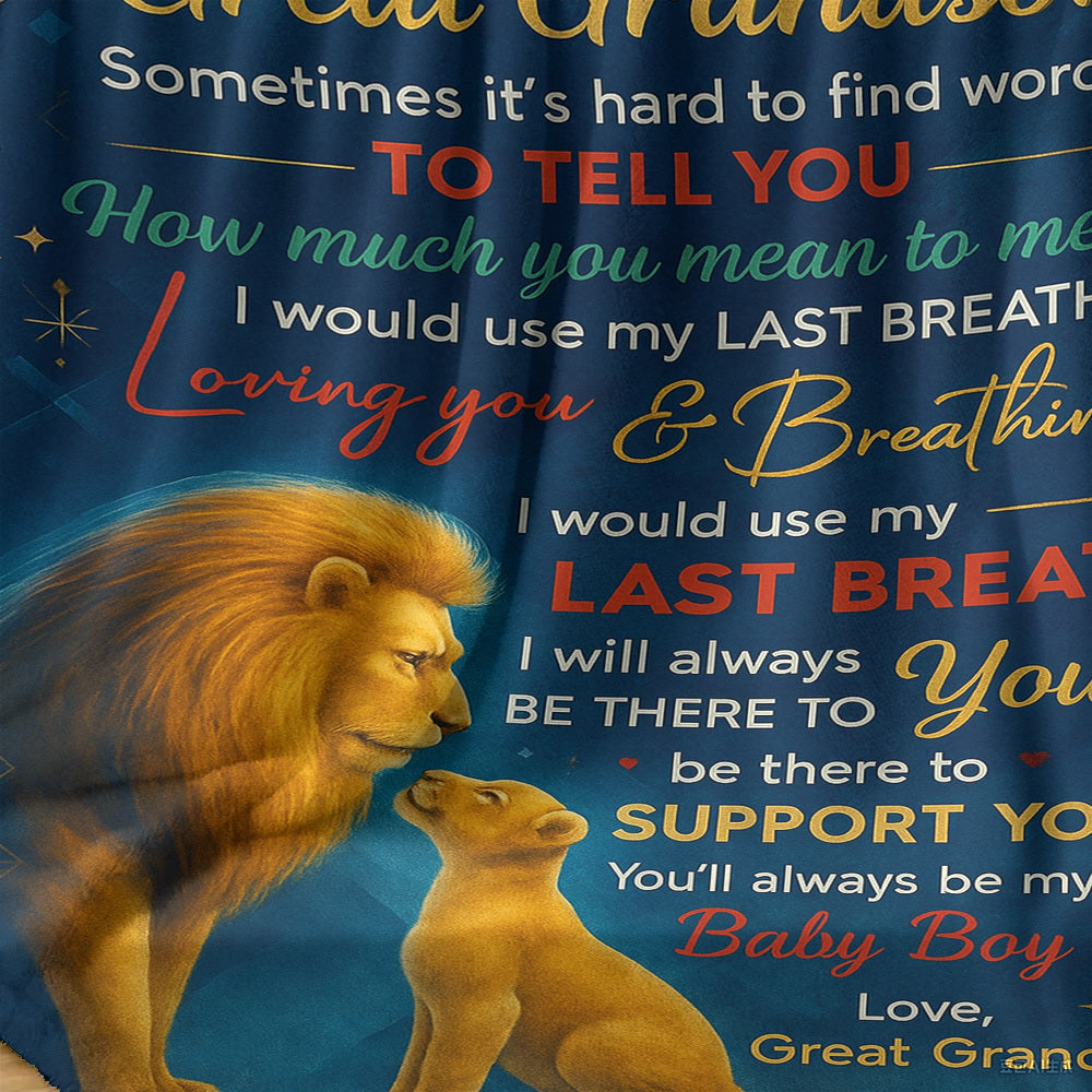 A Heartfelt Blanket Featuring Messages from His Great-Grandfather, Perfect for Birthdays, Holidays, Or Any Special Event to Convey Love And Support