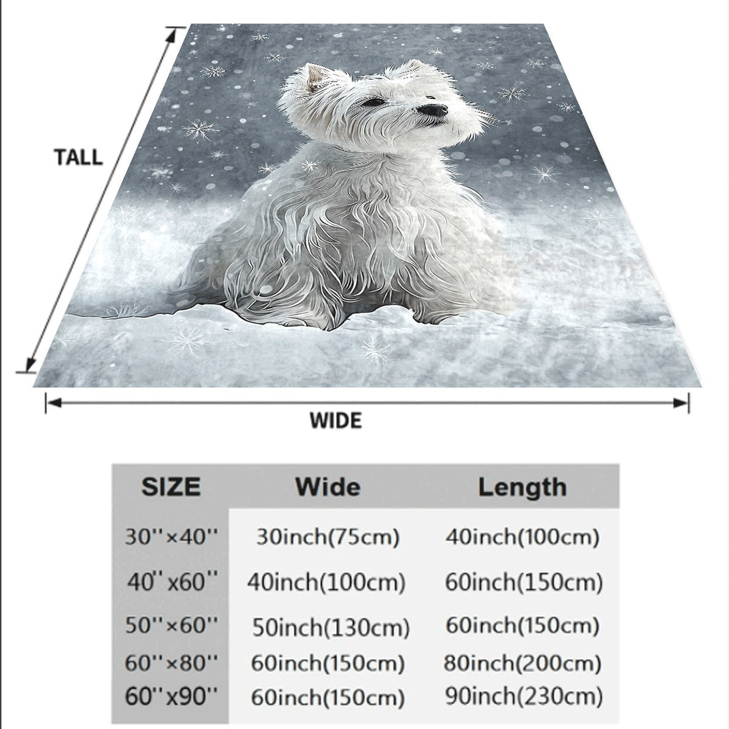 1pc Westie Dog Blanket Soft All-Season Throw with Cute Westie Sitting in Snowflakes Lightweight Spread or Sofa Cover for Small Dogs Cozy Home Decor Perfect Gift for Westie Lovers Dog Bl