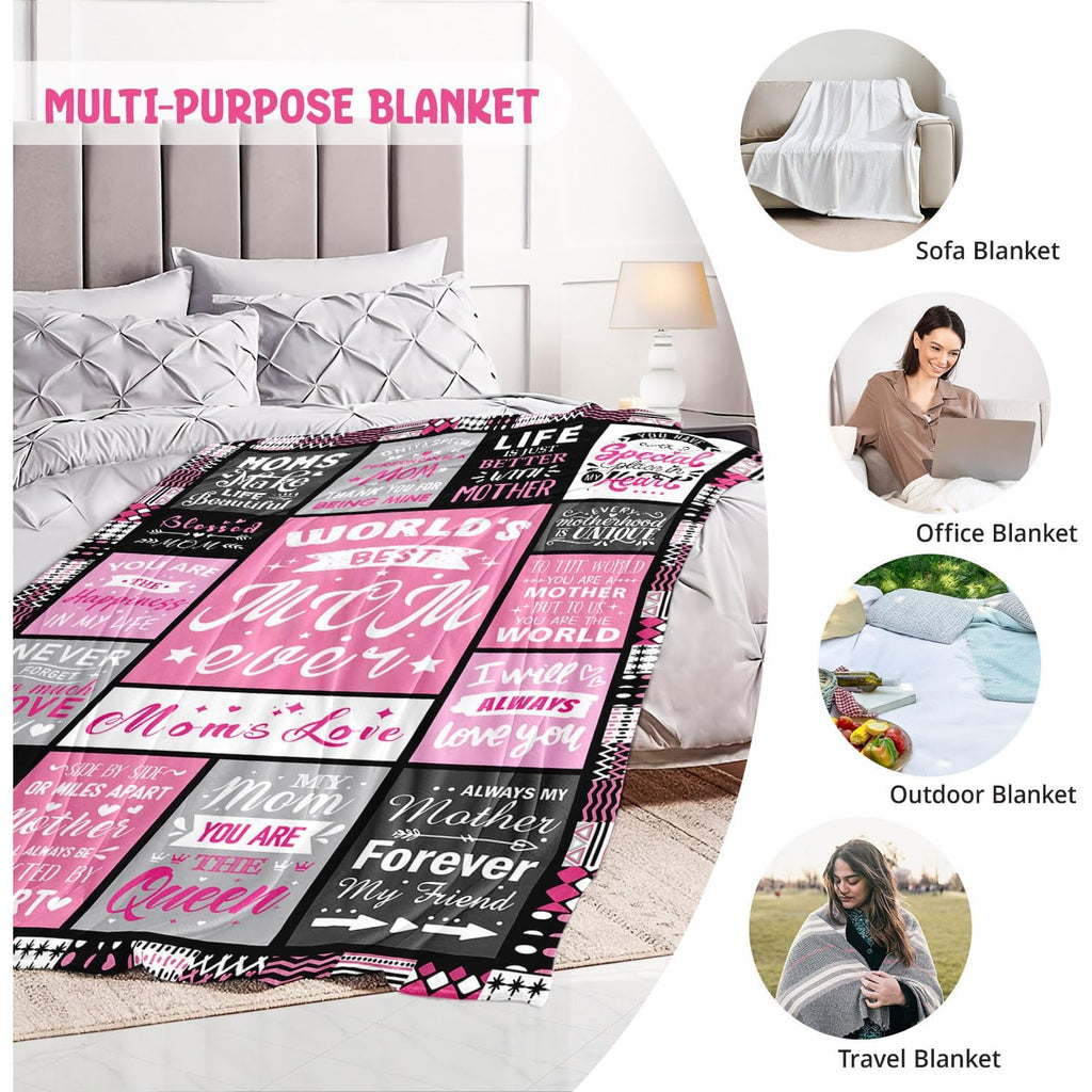 Moms Christmas Birthday Gifts- Best Mom Ever Gifts- Valentines Day Mothers Day Birthday Blanket Present for Mother from Daughter Son- Dear Moms Throw Blanket 60x80