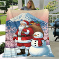 1pc of Santa Claus and Snow Pattern Blanket, Christmas-themed Printed Design, Full-body Cover Blanket, Soft Flannel Plush Surface, Lightweight and Durable, Multiple Sizes Available, Suitable for Holiday Decoration, Living Room Leisure