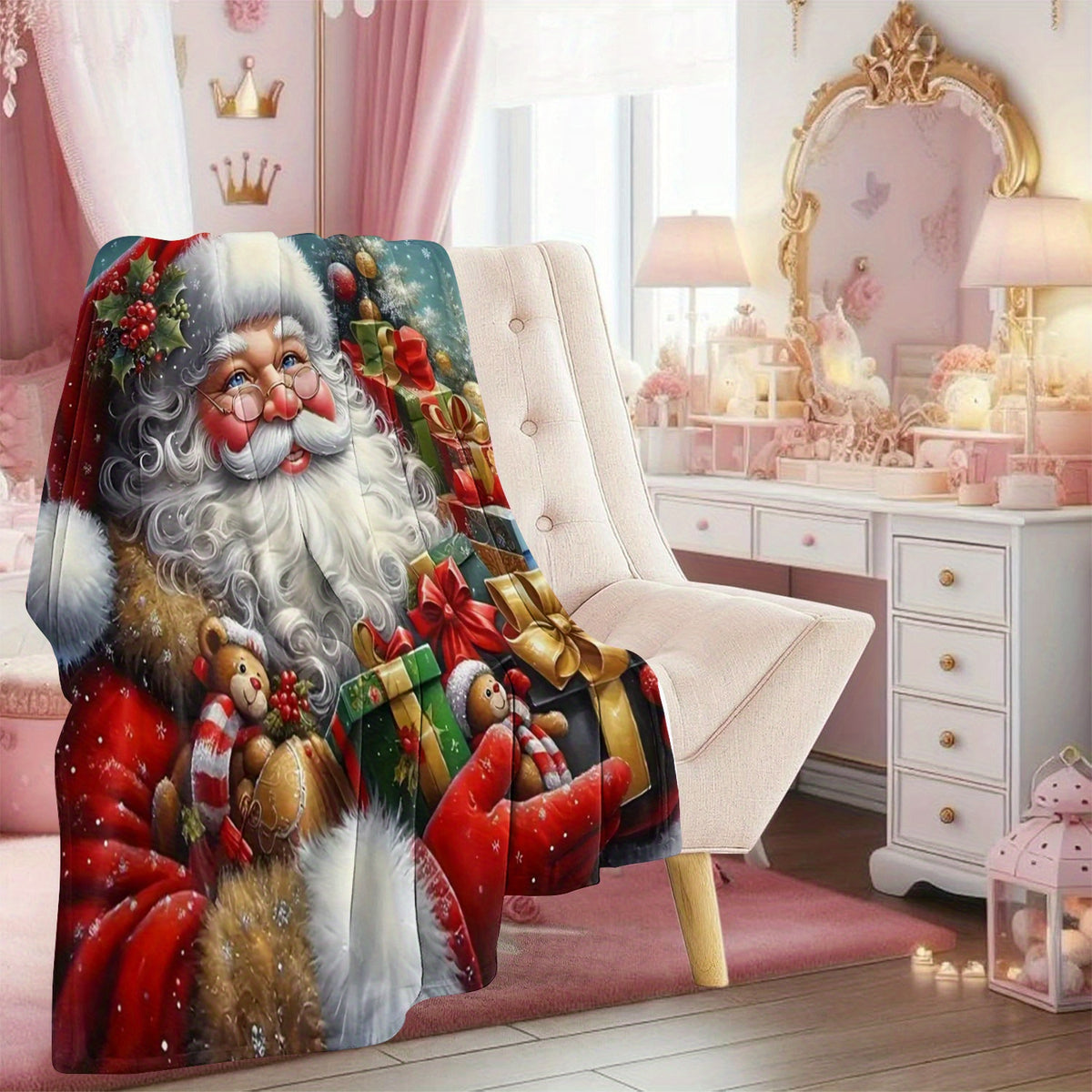 Theme, Digital Print, Large Size, Mixed Colors, Gift Blanket, Soft, Comfortable, Nap Blanket, Living Room Blanket, Sofa Blanket. Multifunctional'; Nap Blanket, Christmas Gift Blanket