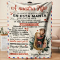Spanish Love Letter Flannel Throw Blanket for Daughter, Soft Flannel, Contemporary Style, Polyester,, Digital Print, Mixed Colors, All-Season, Home Kitchen Bedding, 200-250g Square