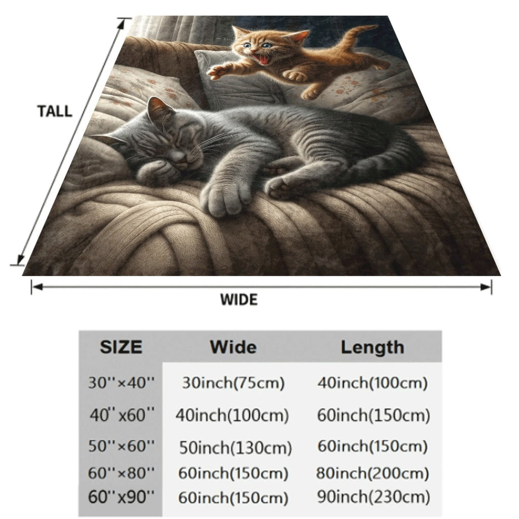 1pc Soft Cozy Cat Blanket Suitable for Seasons Contemporary Spread with Kitten Warm for Sofa Or Bed Multi-Flannel Spread for And Adults Ready Comforter