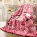 1pc Blush Pink Flamingo Patterned Flannel Blanket Soft Cozy All-Season Throw with Feathery Texture for Couch Sofa Lightweight Fleece Material with Exquisite Flamingo Prints