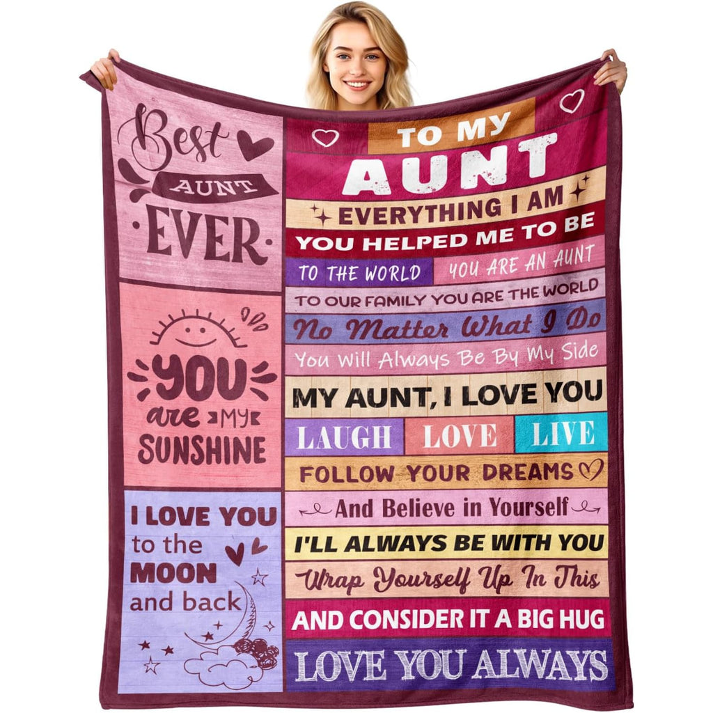 Aunt Gifts- Gifts for Aunt from Niece Nephew- Best Aunts Ever Gift- Great Aunts Gifts- Auntie Gift for Women- Christmas Valentines Day& Mothers Day Birthday- to My Aunt's Blanket 60x80