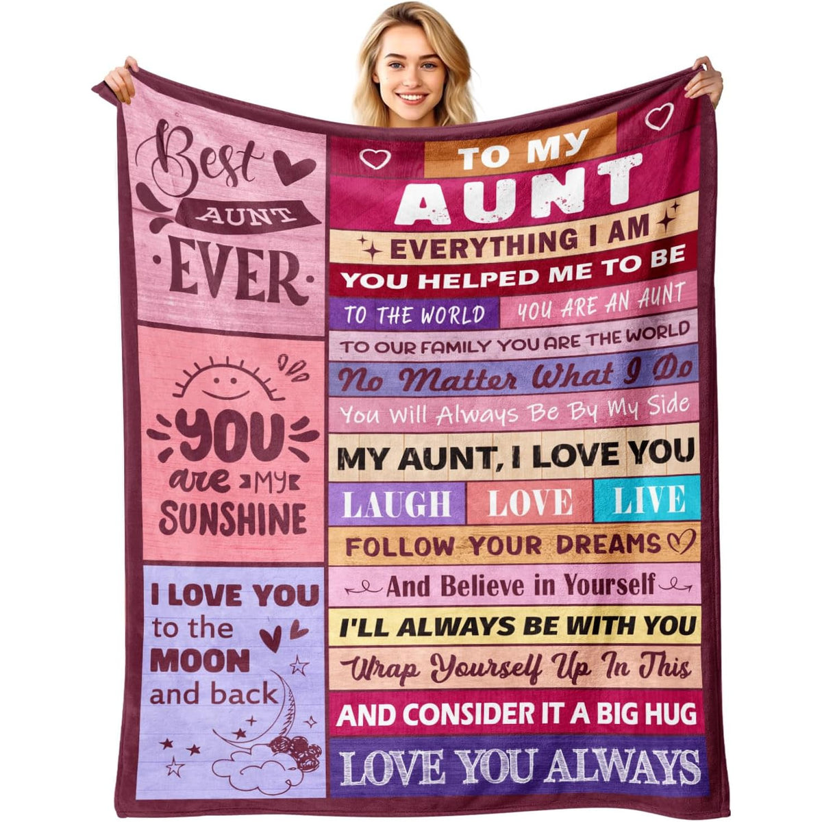 Aunt Gifts- Gifts for Aunt from Niece Nephew- Best Aunts Ever Gift- Great Aunts Gifts- Auntie Gift for Women- Christmas Valentines Day& Mothers Day Birthday- to My Aunt's Blanket 60x80