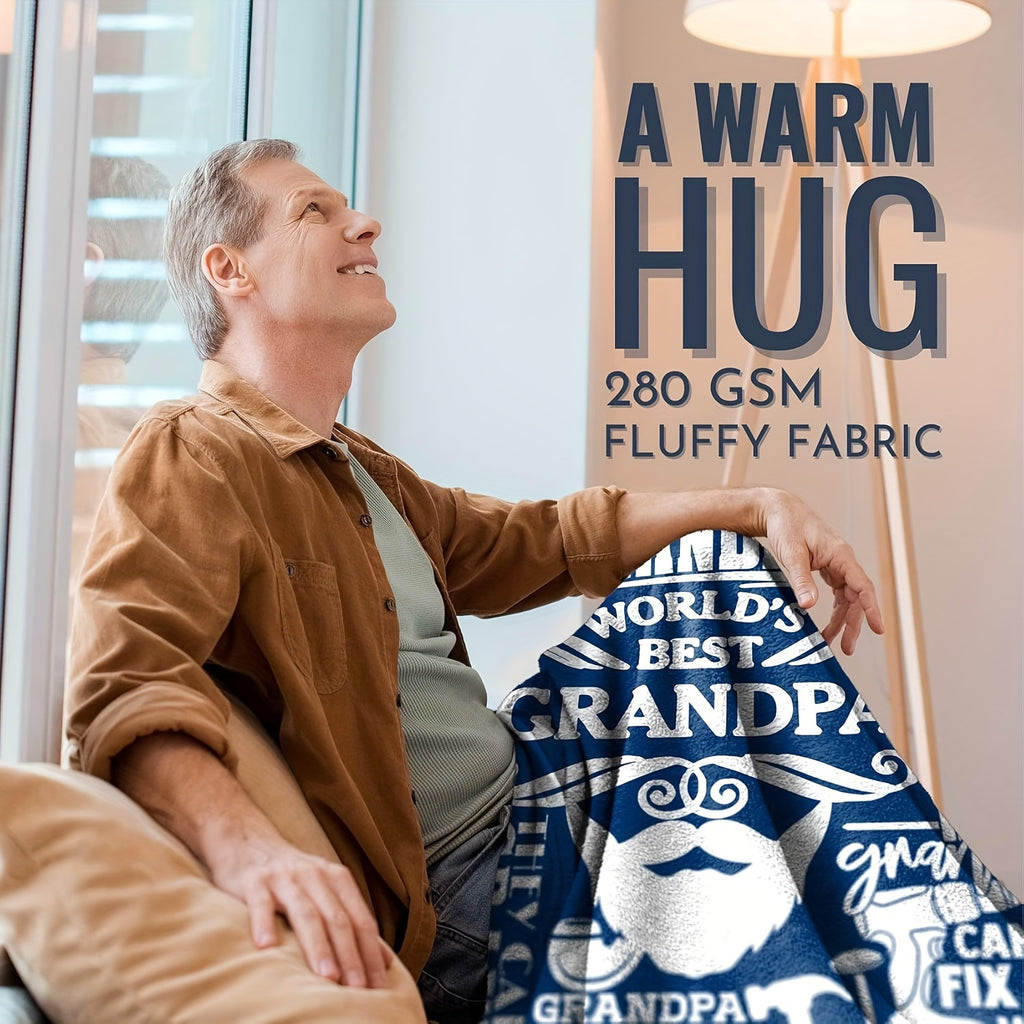 World'S Best Grandpa - Cozy Polyester Throw Blanket, Perfect Gift for Christmas, Birthday, Father'S Day | 50x60 Inches