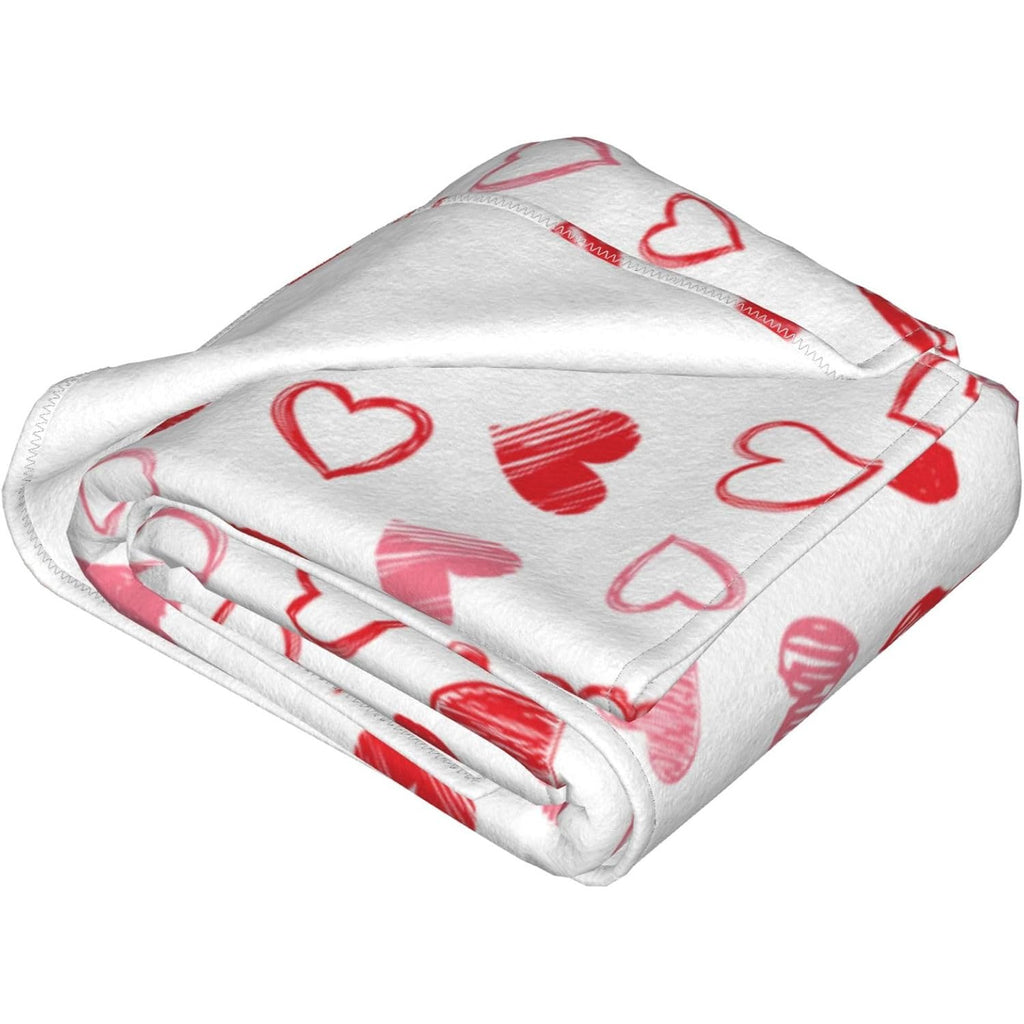 A Cozy And Soft Flannel Throw Blanket Featuring a Valentine'S Day Love Heart Design, Perfect for Your Girlfriend Or Sweetheart. This Lightweight Blanket in Pink And Red Is Ideal for Both The Sofa And Bed
