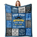 Pop Pop Gift Blanket: Ideal for Celebrating for dad'S Birthday, Father'S Day, Christmas, Or Any Special Event - Modern Design, Machine Washable, Made of 100% Polyester