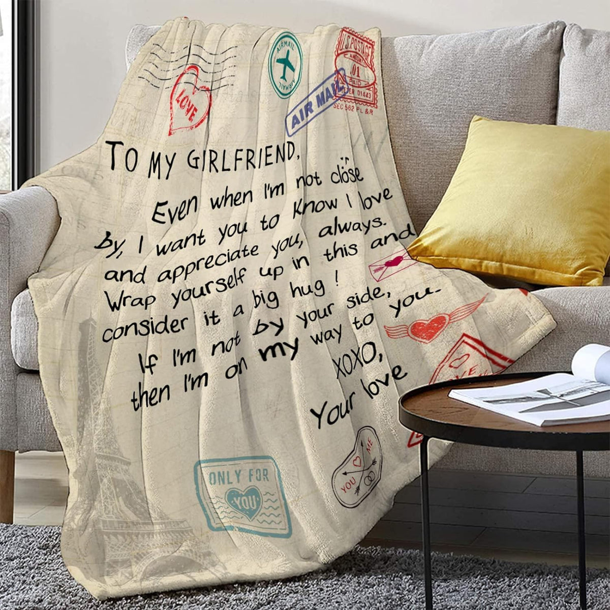 Gifts for Girlfriend 80x60 Blanket- Birthday Gift from Boyfriend- Romantic Gifts for Her- Girlfriend Valentine's Day Anniversary Presents- GF Birthday Graduation Gift Ideas
