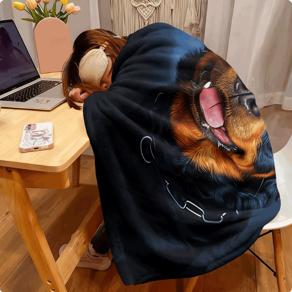 1pc Rottweiler Dog Print Soft Fleece Throw Blanket 200-250g Polyester All-Season Anti-Tear Multi-Use for Sofa Office Camping Travel Perfect Gift Home Kitchen Ding Rustic Style Anim