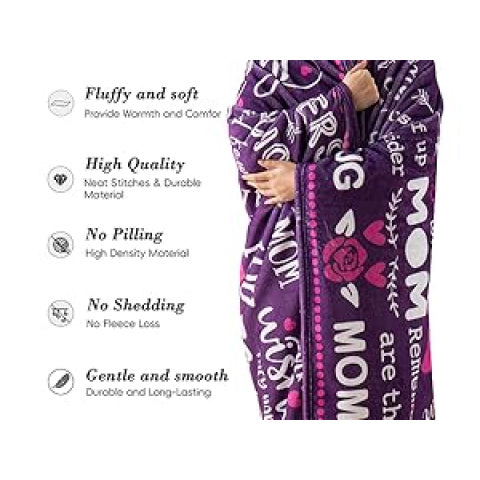 Battilo'S Incredibly Soft And Cozy Blanket for Mothers, a Distinctive Birthday Gift From, Perfect for Mother'S Day, Birthdays, And Christmas. This Flannel Throw Measures 50X60 And Comes in Purple, Ideal for Use on Beds Or Couches